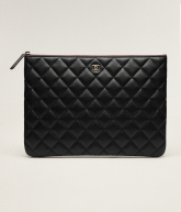 Klasik Fermuarlı Clutch Parlak Taneli Dana Derisi ve Altın Detaylar Siyah - referans: AP4021Y33352C3906