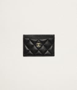 Classic Card Holder Grained Calfskin & Gold-Tone Metal Black - reference: AP0213Y01864C3906