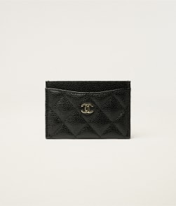 Classic Card Holder Grained Calfskin & Gold-Tone Metal Black - reference: AP0213Y01864C3906