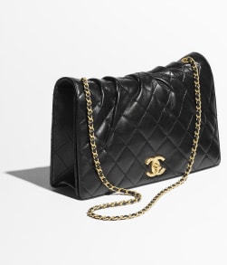 Large Flap Bag Shiny Lambskin & Gold-Tone Metal Black - reference: AS5547B2029294305