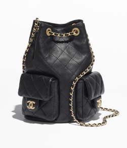 Backpack Shiny Lambskin & Gold-Tone Metal Black - reference: AS5310B1879194305