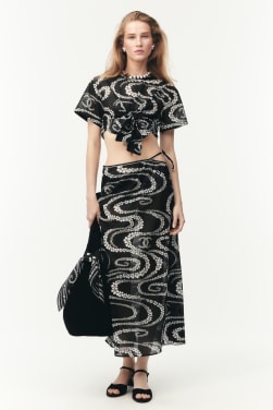 Nederdel Printed Cotton Voile Sort & Hvid - reference: P78596V70546M9999