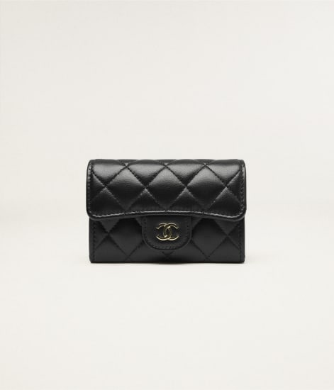 Classic Flap Card Holder Lambskin & Gold-Tone Metal Black - reference: AP0214Y01295C3906