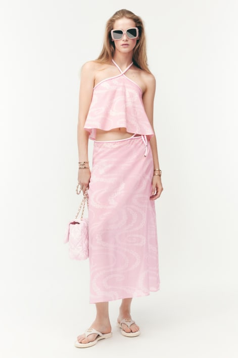 Top Printed Cotton Voile Light Pink & White - reference: P78595V70546NADHF